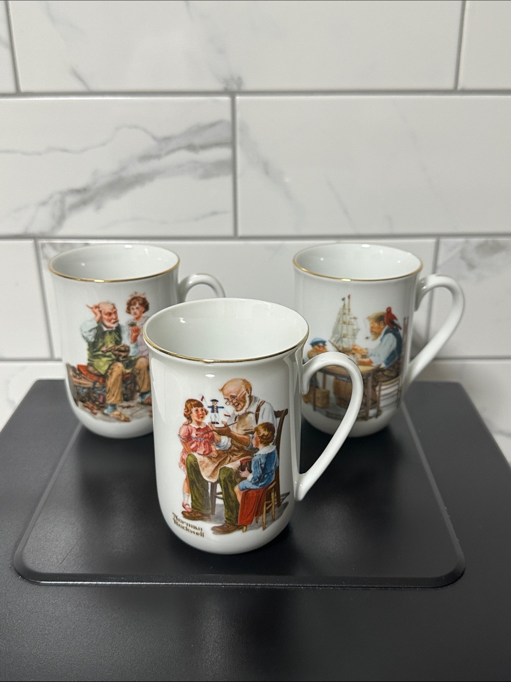 Norman Rockwell Museum 1982 Mugs Set of 3